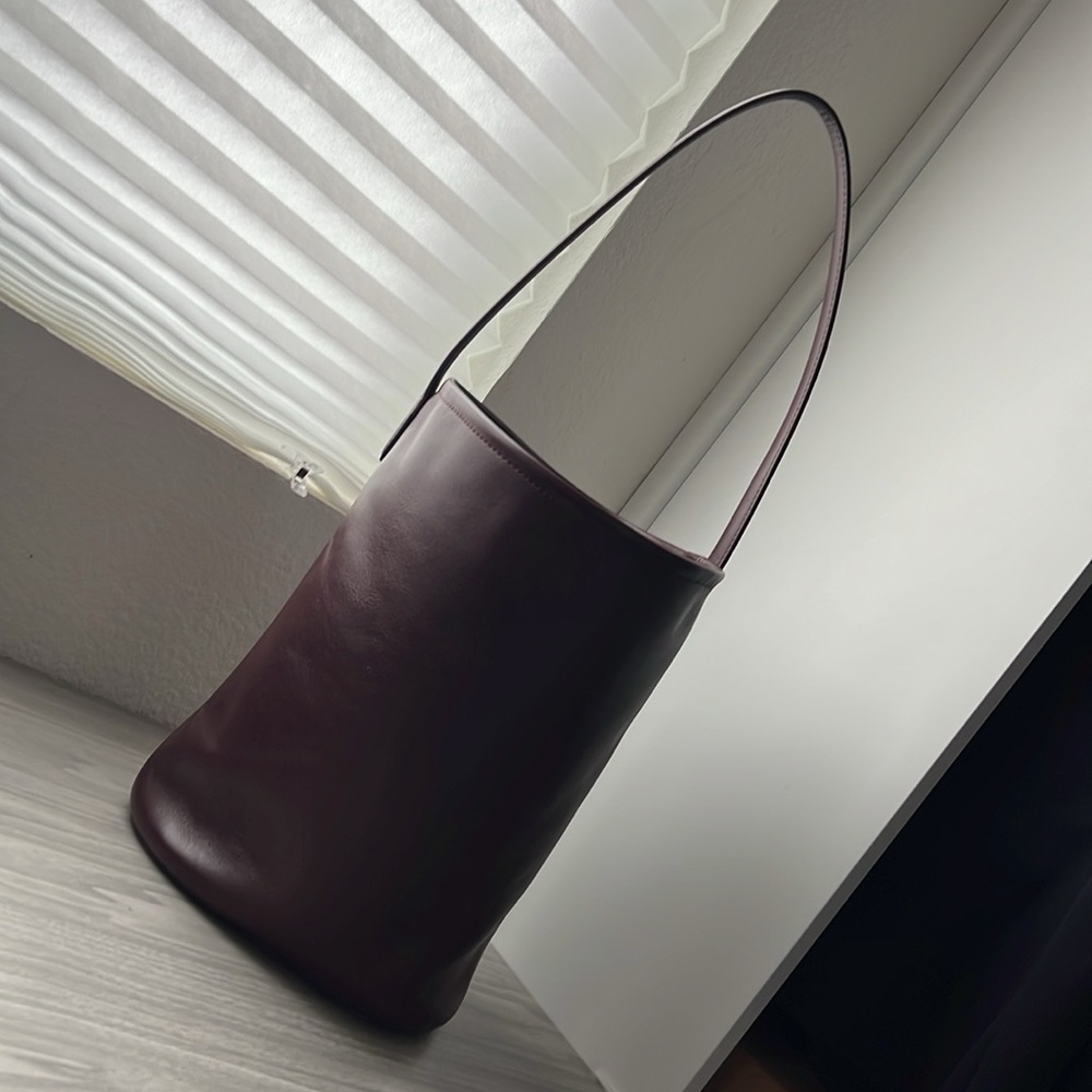 J Crew Berkeley Burgundy Leather Bucket Bag